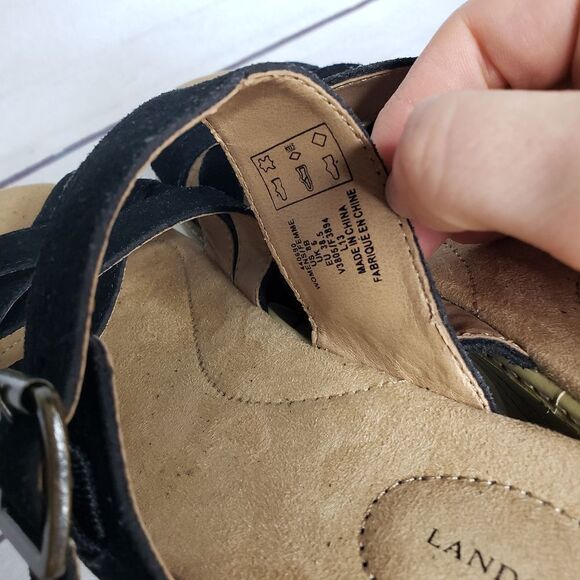 Land's End sandal 8 b black faux cork shoe - Picture 5 of 8